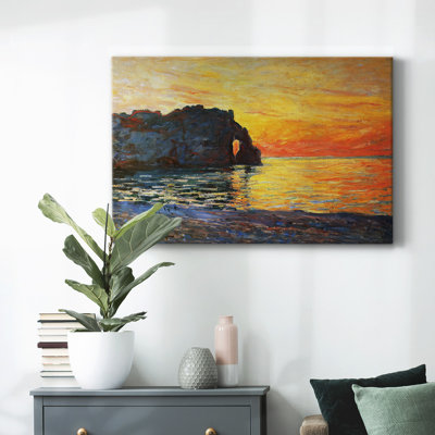Etretat, falaise d'Aval, coucher de soleil, 1885, toile tendue avec châssis
