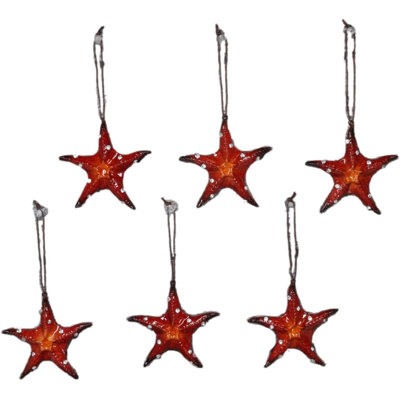 Set Of 6 Starfish Sea Stars Ocean Marine Wall Hanging Decor Tree Ornaments