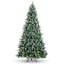 Arbre floqué 7,5 pi pré-éclairé - Silhouette conique complète, accents de pomme de pin et base en métal pliable