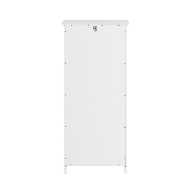 Lyonsdale Wood Cabinet Laundry Hamper with Handles, White