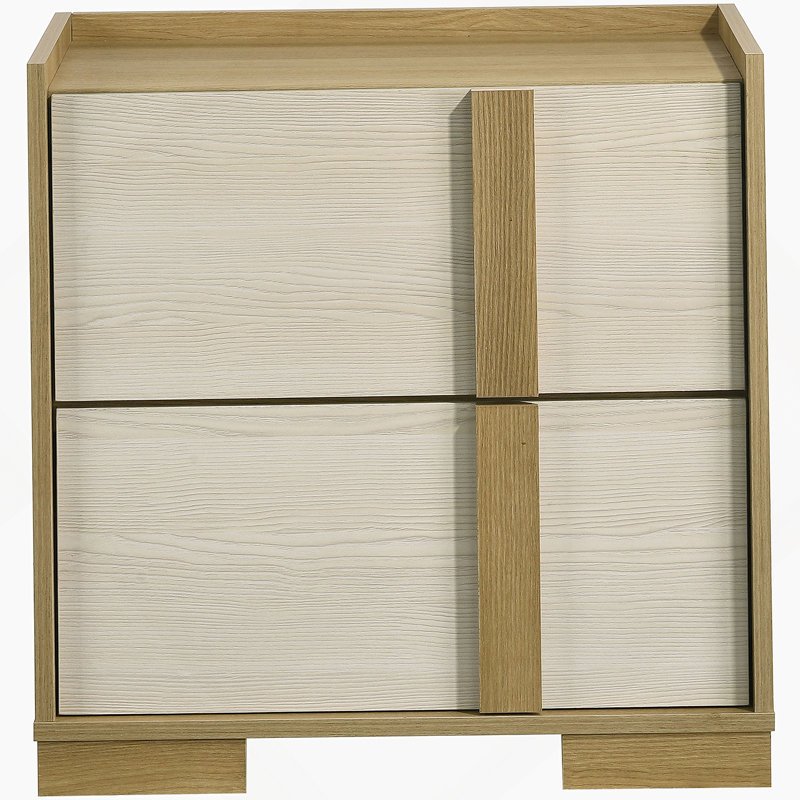 Natural 2-Drawer Nightstand Bedside Table