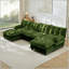 Upholstered Chenille U-Shaped Sectional with Ottoman-661809361-661809375