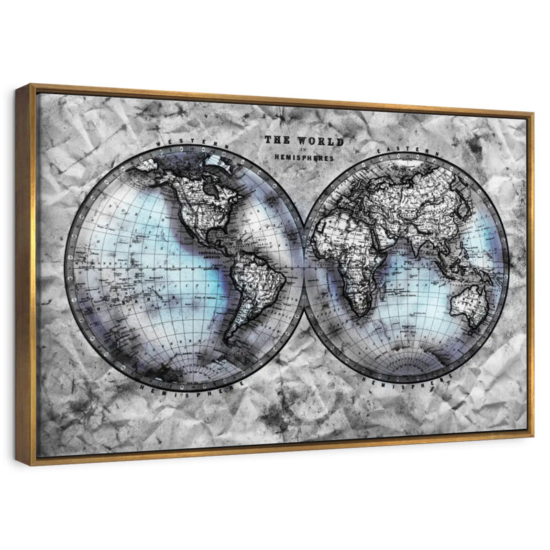 World Hemispheres Briscoe, Cadre flottant doré, 37 po x 25 po