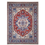 Hand Knotted Wool Area Rug in Red And Navy