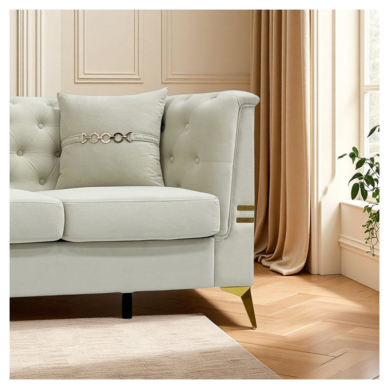 Ensemble de canapé 2 pièces en velours capitonné l 82,68 po x P 30,51 po x H 31,9 po Aurelia