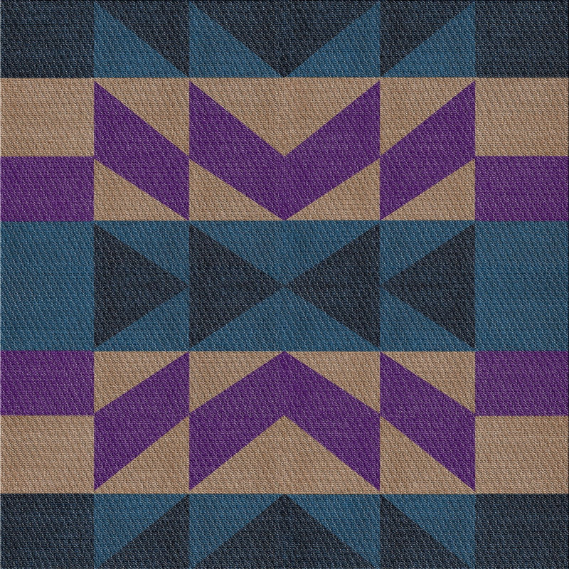 Tapis décoratif géométrique brun/bleu/mauve Rethman, Carré 8 pi
