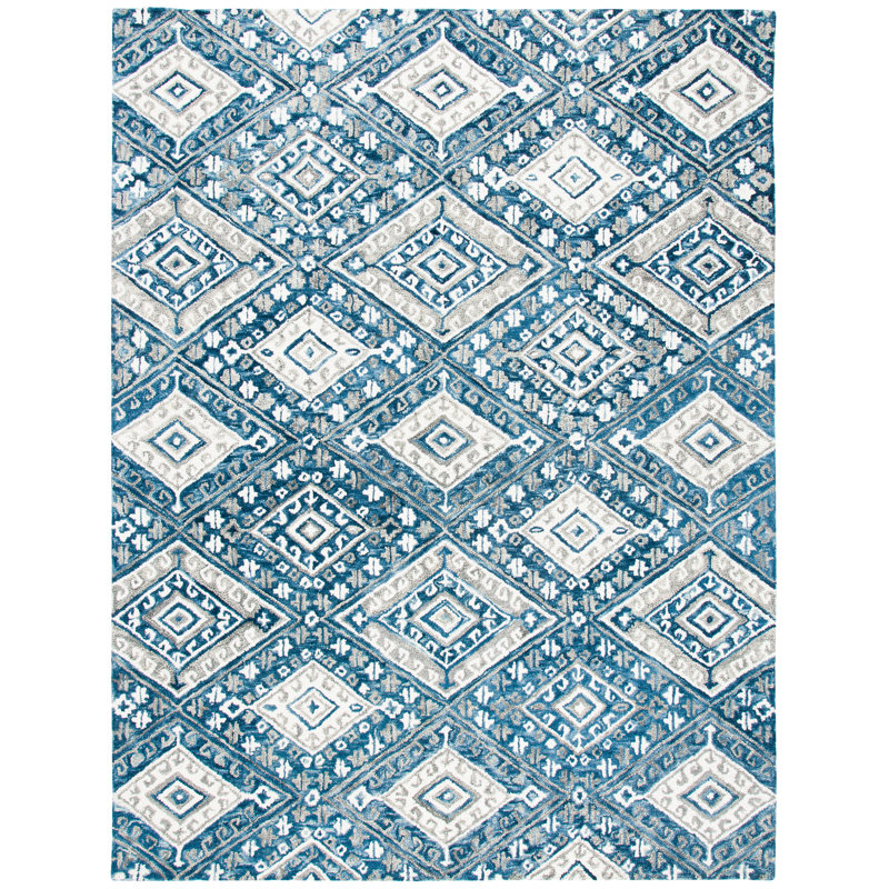 Vahakn Hand Tufted Wool Geometric Rug, Rectangle 8' x 10'