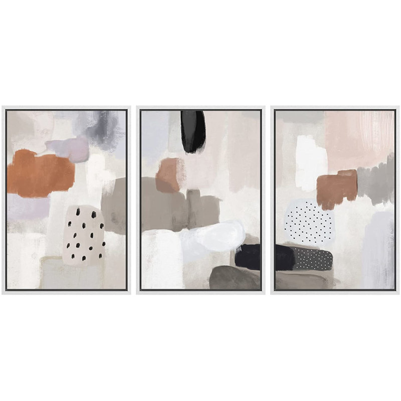 3 pièces, reproduction sur toile avec cadre flottant, H 24 po x l 48 po x P 1,5 po, Blanc