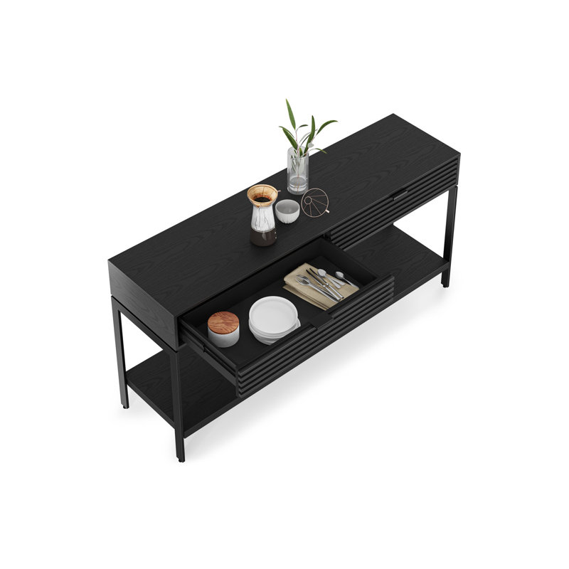 Cora 60'' W Console Table, Ebonized Ash