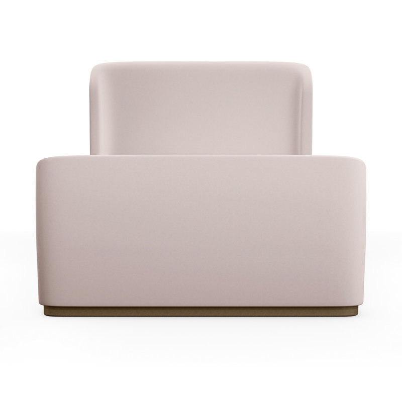 Barrow Upholstered Wingback Bed, Queen, Plush Velvet Blush, Weathered