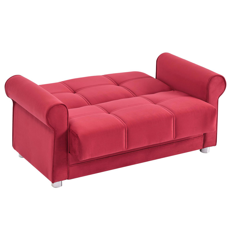 Causeuse convertible rembourrée avec rangement, Rouge