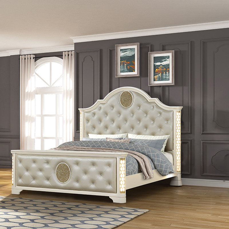Ensemble de chambre avec très grand lit 3 pièces Jedadia, Trois pièces : lit, 2 tables de chevet, Très grand lit