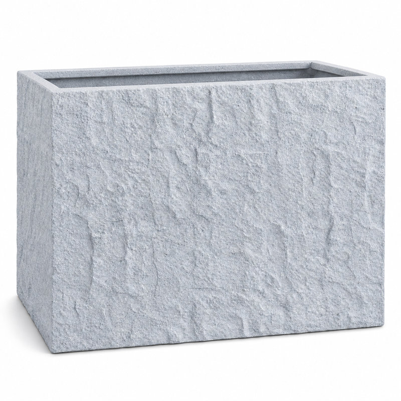 Rock Texture Rectangular Polystone Planter Box, Gray, Gray