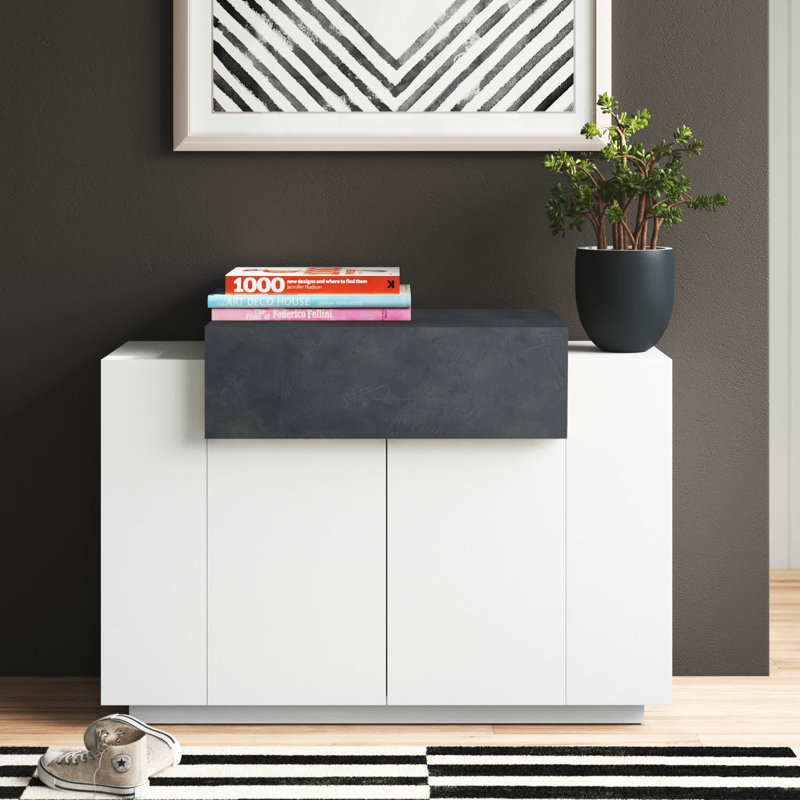 Sofren 24 Pair Shoe Storage Cabinet, White/Black