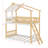 Twin Over Twin Bunk Bed Wood Bed With Roof, Window, Ladder