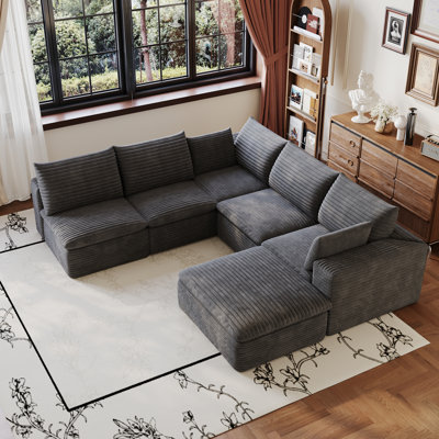 Canapé Cloud, tissu en velours côtelé, sièges profonds, conception à deux couches, coussin amovible, sans assemblage, combinaison à faire soi-même pour le salon, la chambre à coucher, la salle de conférence, l’appartement