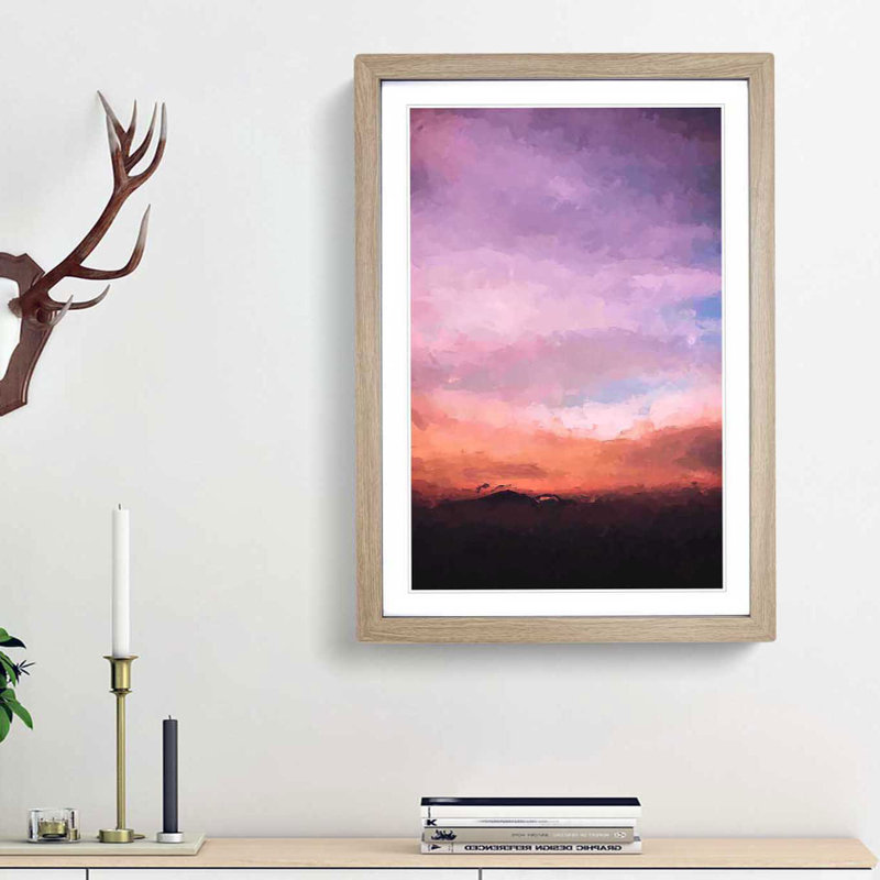 Sky Above the Mountain in Abstract - Picture Frame Graphic Art Print, 36cm H x 27cm W x 2cm D, Oak Framed