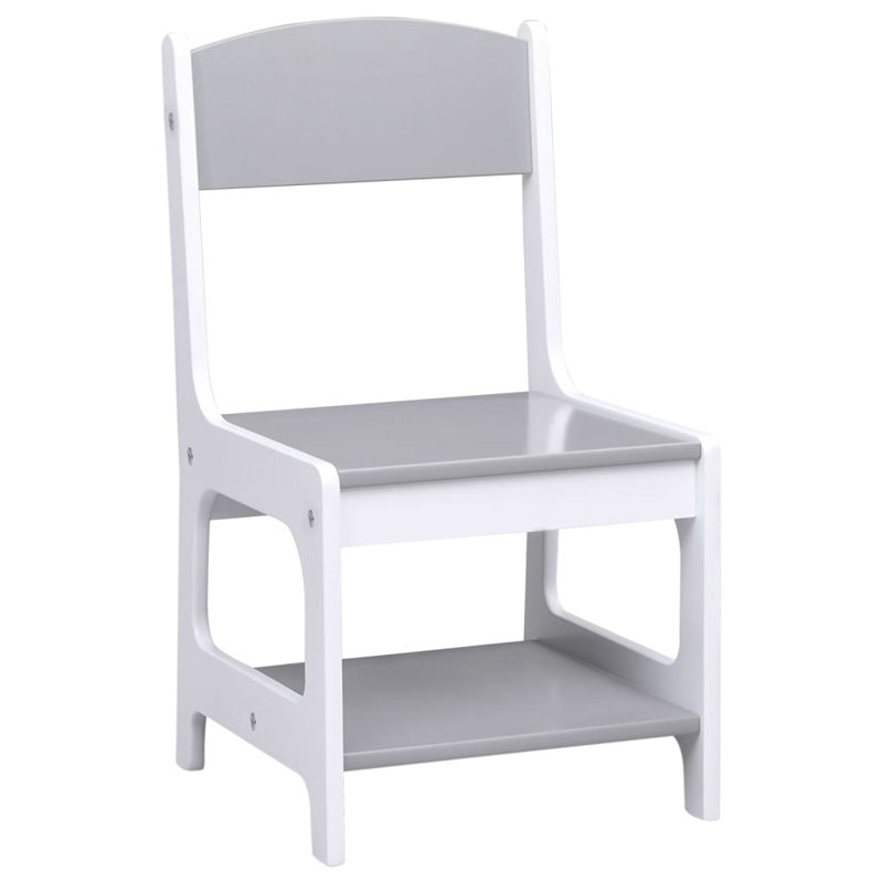Chana Kids 3 Piece Square Interactive Table and Chair Set, Grey, White