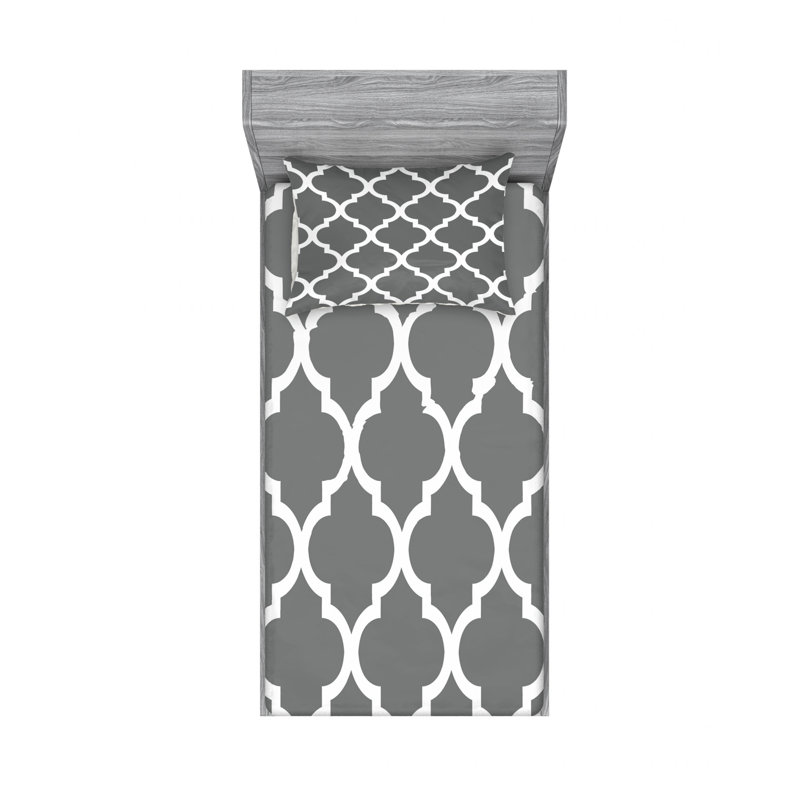 Microfiber Geometric Sheet Set, Twin Sheet Set + Fitted Sheet + 1 Pillowcase