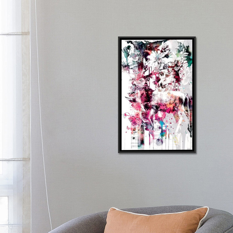 «Deer II», impression sur toile, H 26 po x l 18 po x P 1,5 po, Toile avec cadre noir, Pas de tapis