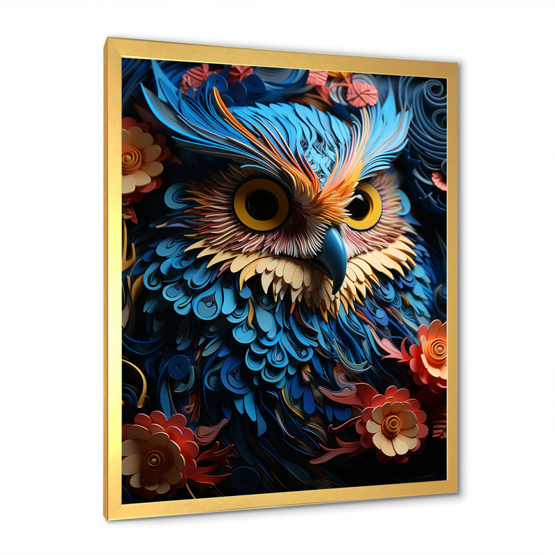 Mysterious Owl Blooms I sur impression sur toile, Encadrement doré, H 40 po x l 30 po x P 1,5 po