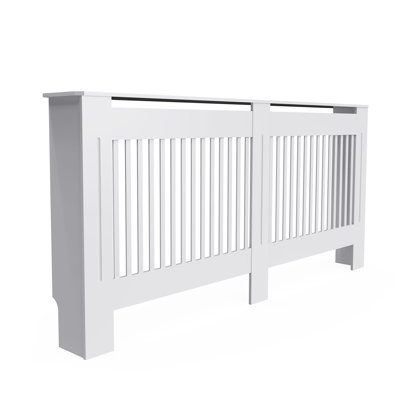 Tall Horizontal Slats Radiator Cover Wood Cabinet Modern Radiators Shelf Thicken White