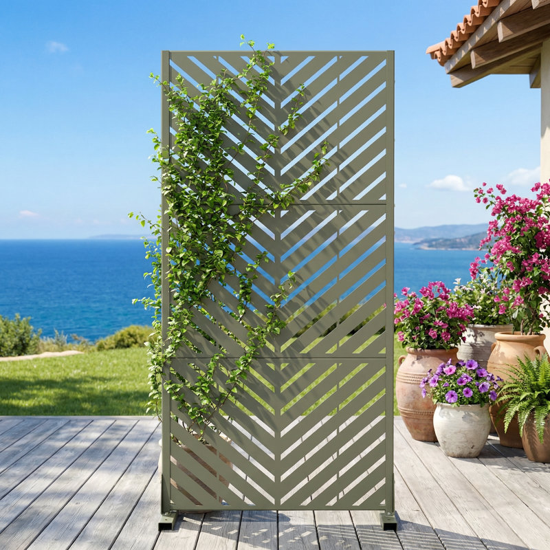 Paravents d'extérieur en métal 60 po x 30 po Parallel, Olive clair, H 60 po x l 30 po x P 16 po