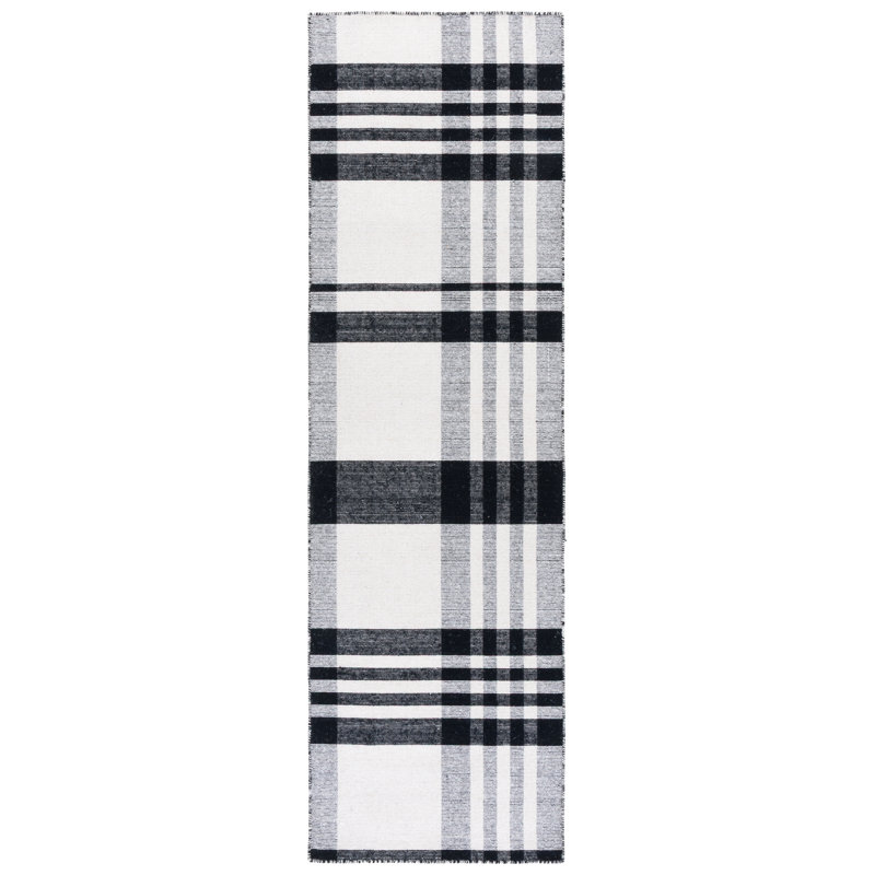 Striped Kilim 902 Hand Loomed 80% Wool; 20% Cotton Plaid Rug, Runner 2'3" x 8'