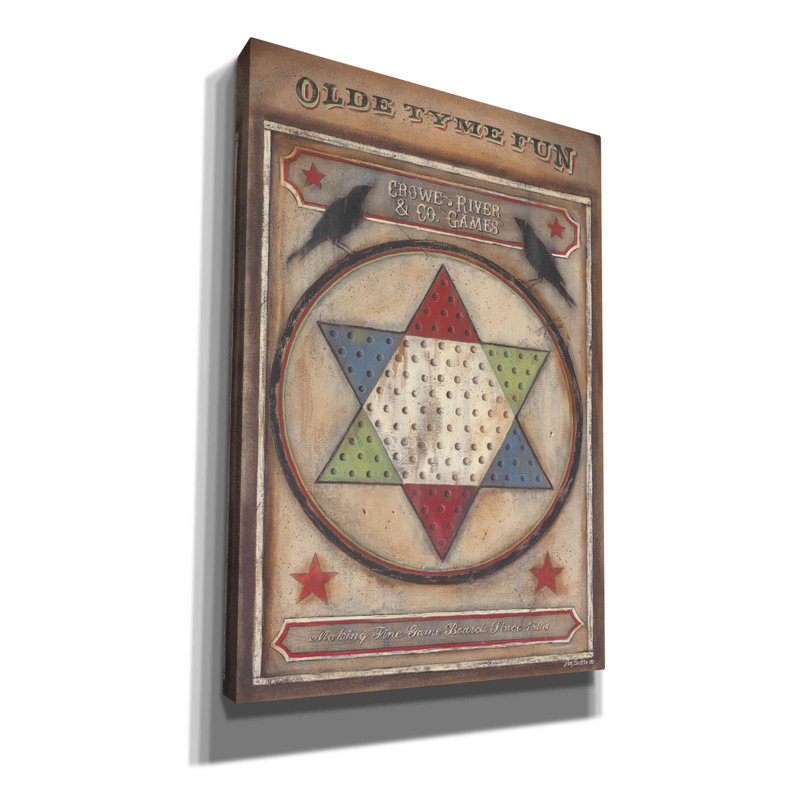 «Olde Tyme Chinese Checkers» par Pam Britton, art mural sur toile, H 26 po x l 18 po x P 0,75 po