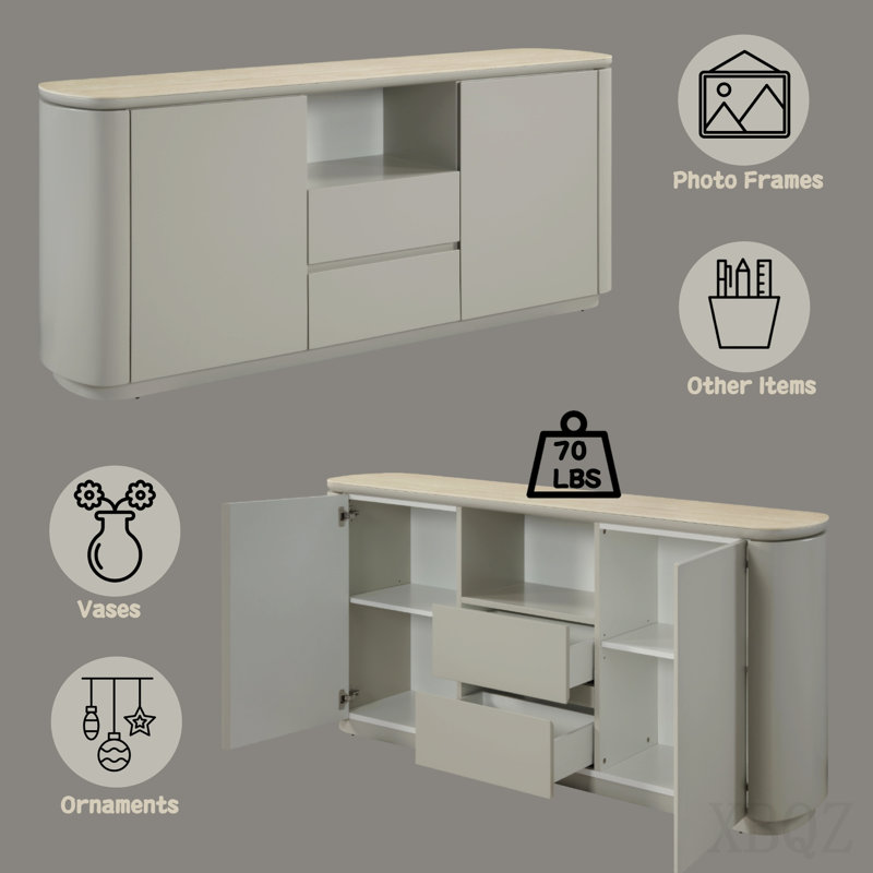 Ceramic Top & Light Gray Finish Server