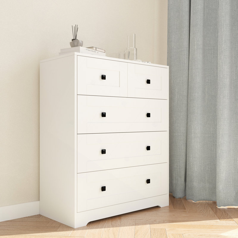 Commode à tiroirs, commode à 5 tiroirs, porte de ferme blanche