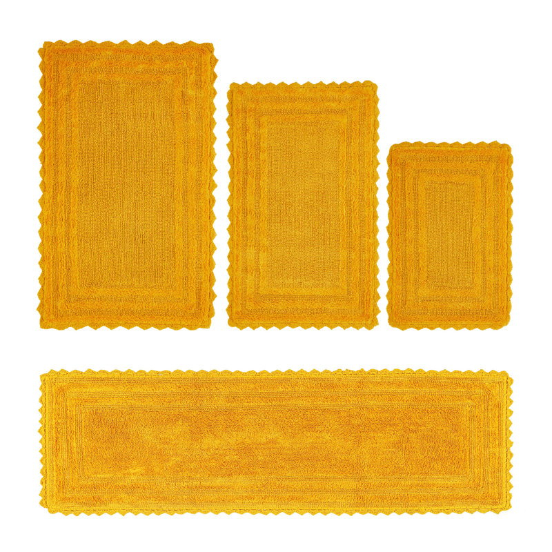 Ensemble de tapis de salle de bain 100% coton touffeté et réversible, très absorbant et très doux lavable à la machine Rasika