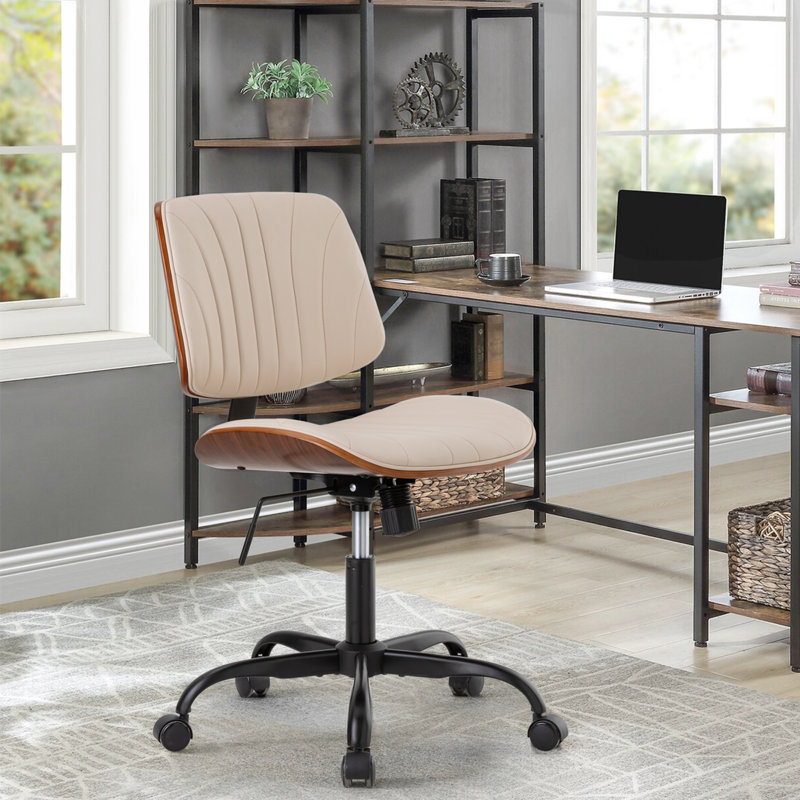Chaise de bureau pivotante Niyanna , Beige