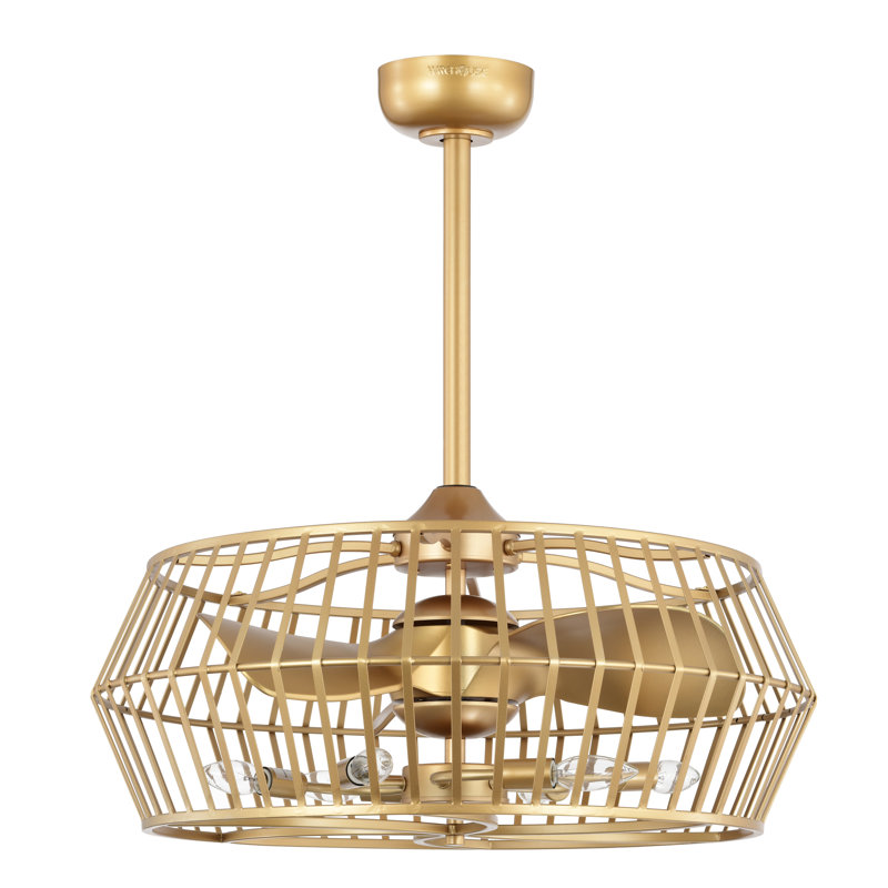 Ventilateur de plafond à cage à 3 pales de 19 po avec télécommande et ensemble d'éclairage inclus