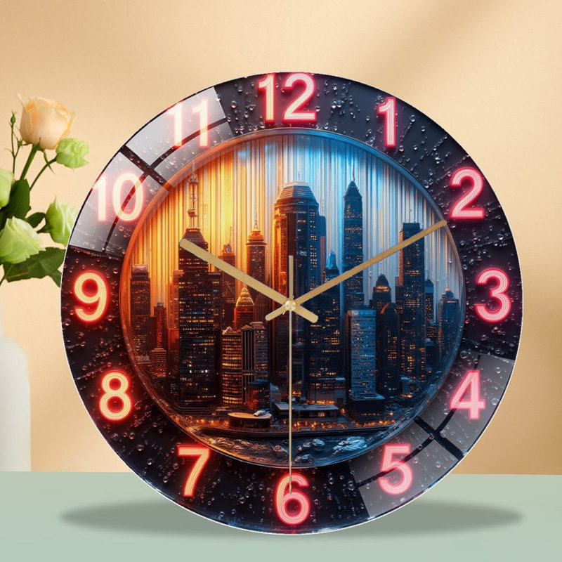 Horloge murale moderne avec lumière DEL (1) Modern City Skyline