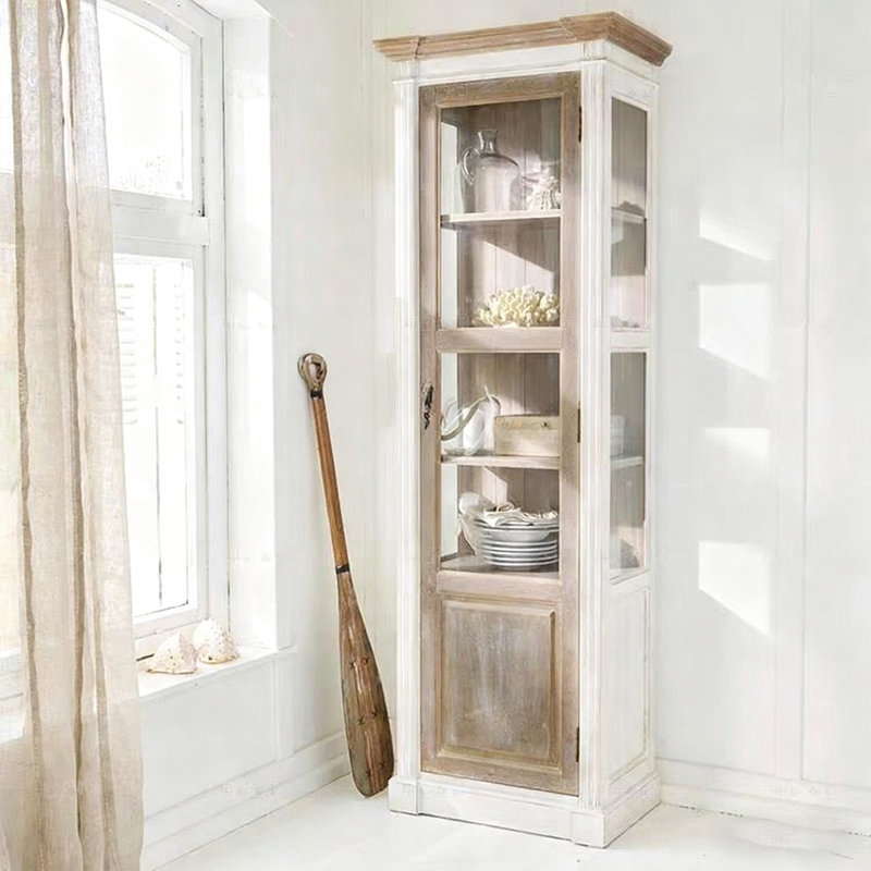 White + Brown Solid Wood Display Cases