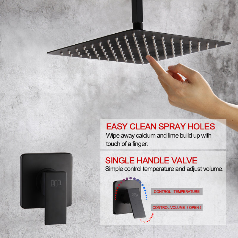 Robinet de douche avec valve brute, Noir mat
