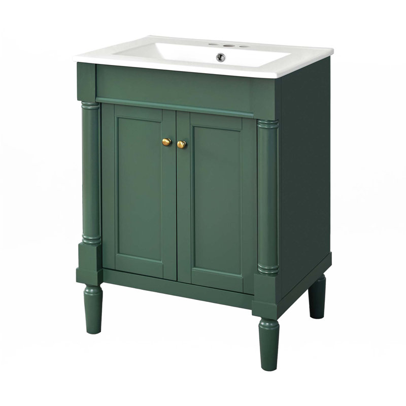 24'' Bathroom Vanity With Top Sink, Green, Gold