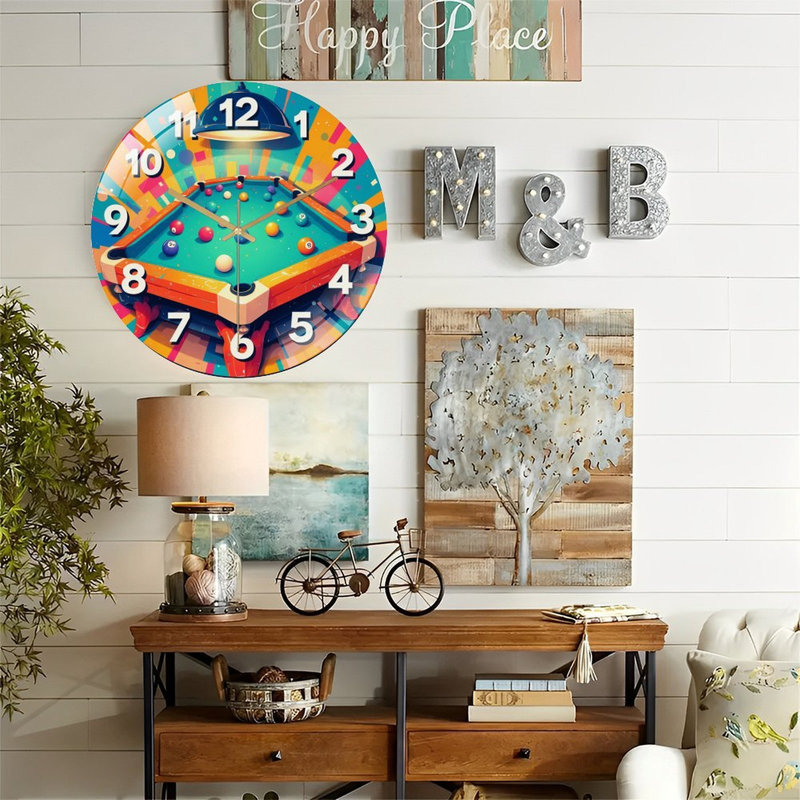 Horloge murale de table de billard