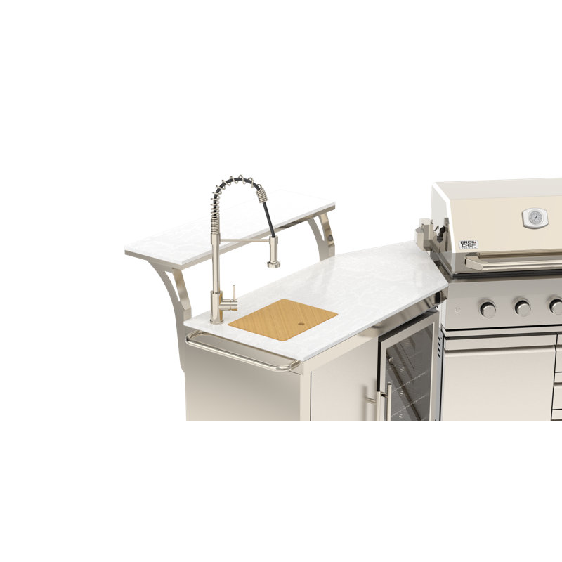 BroilChef® Yosemite 7 Burner Stainless Steel Grilling Plate and Argentine BBQ Modular Set features a multi-functional stainless steel cooking island and an Argentine charcoal grill module, perfect for creating a star-studded outdoor feast!