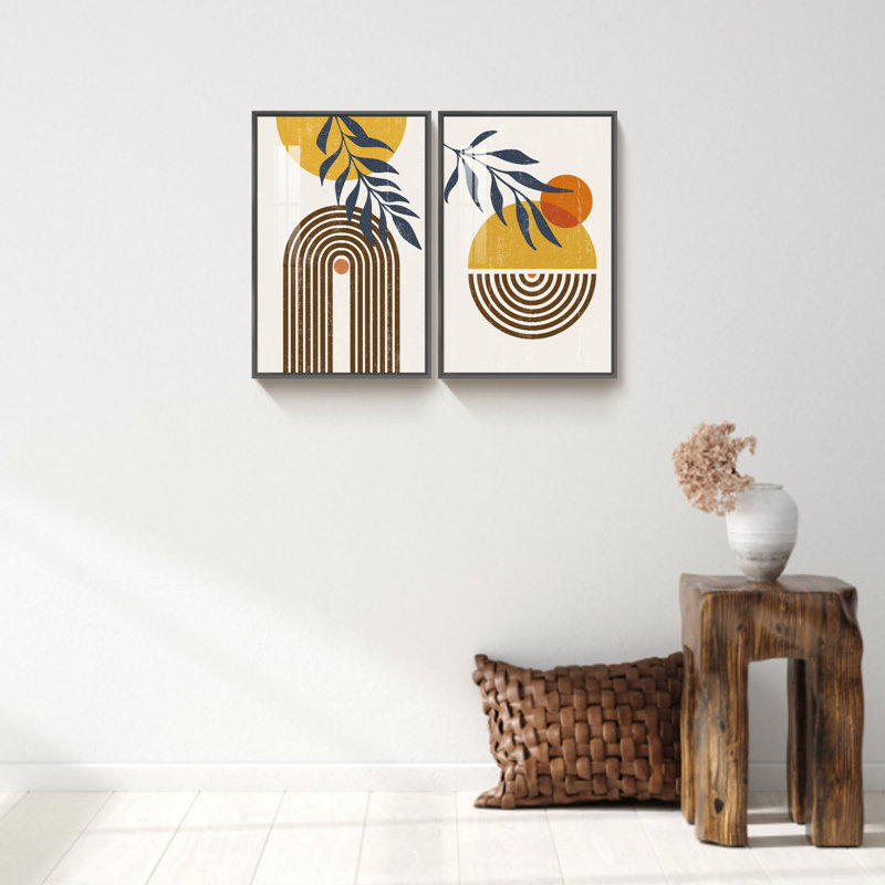 Boho Artwork - ensemble de 2 reproductions de photos sur toiles, Noir, H 16 po x l 24 po x P 1 po