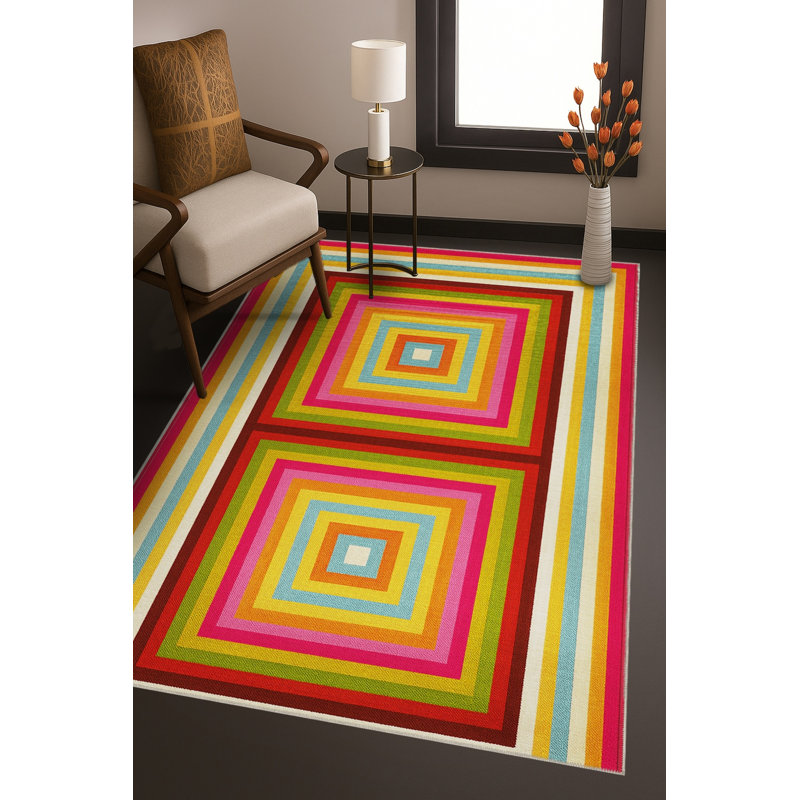 Tapis tissé crème à motif géométrique lavable Mosso, 2'6" x 4'11"