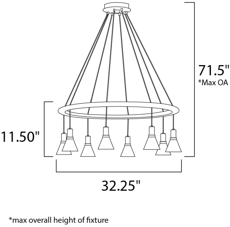 Scan 8 - Light Pendant, 11.5" H x 32.5" W x 32.5" D