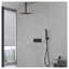 Système de douche noir mat avec pomme de douche au plafond à fixation au plafond de 10 pouces, douchette et corps de valve brut inclus