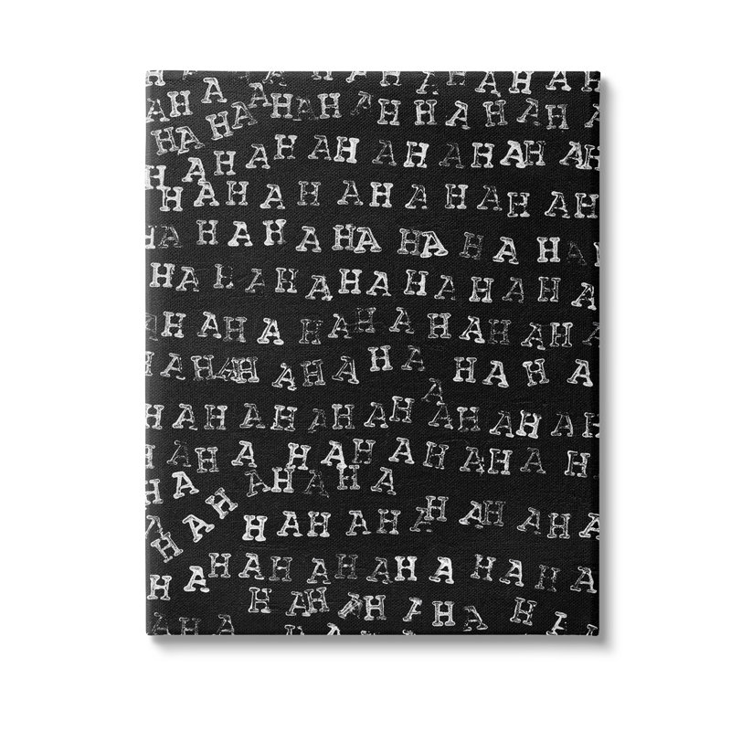 "Haha", art typographique sur toile par Jodi Fuchs, H 20 po x l 16 po