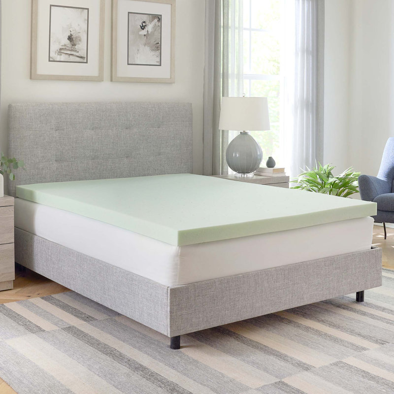 3-Inch Green Tea Infused Memory Foam Mattress Topper, Twin