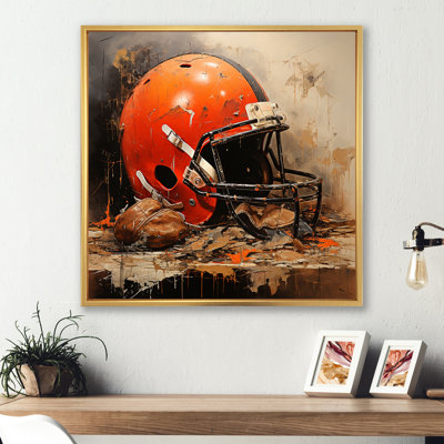 Casque de football rétro orange I - Sport Football, art mural