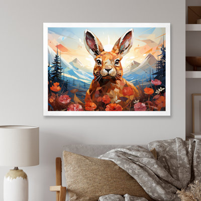 Rabbit Energetic Hopper Geometric I - Animals Wall Art Prints