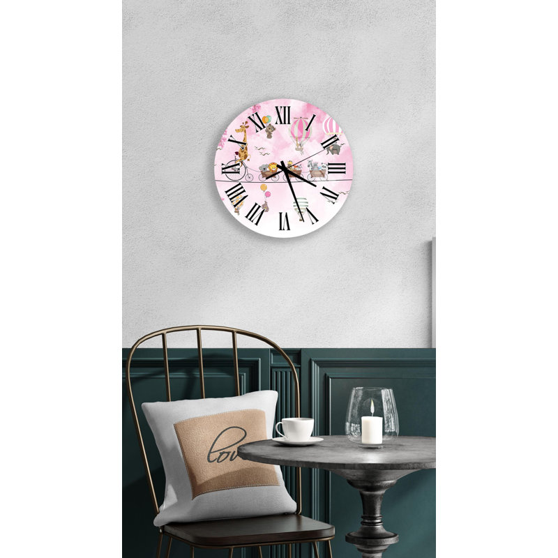 Horloge murale en verre trempé pour enfants, 20 pouces, Blanc anglais