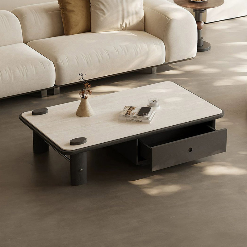 Table basse rectangulaire en bois manufacturé noir